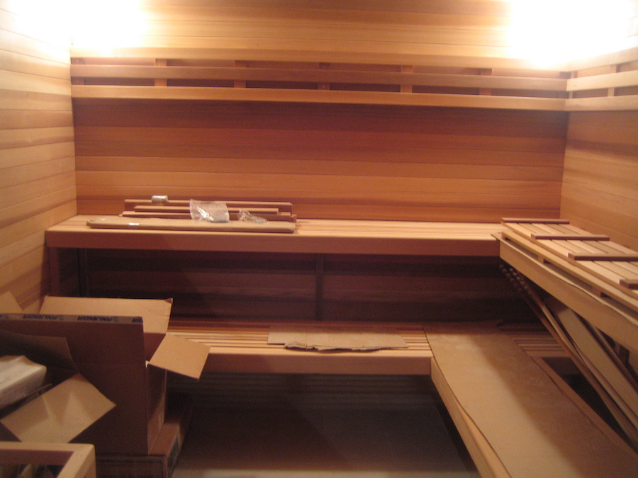 Home Sauna Installation Newmarket safe custom sauna installation with wood benches and heater